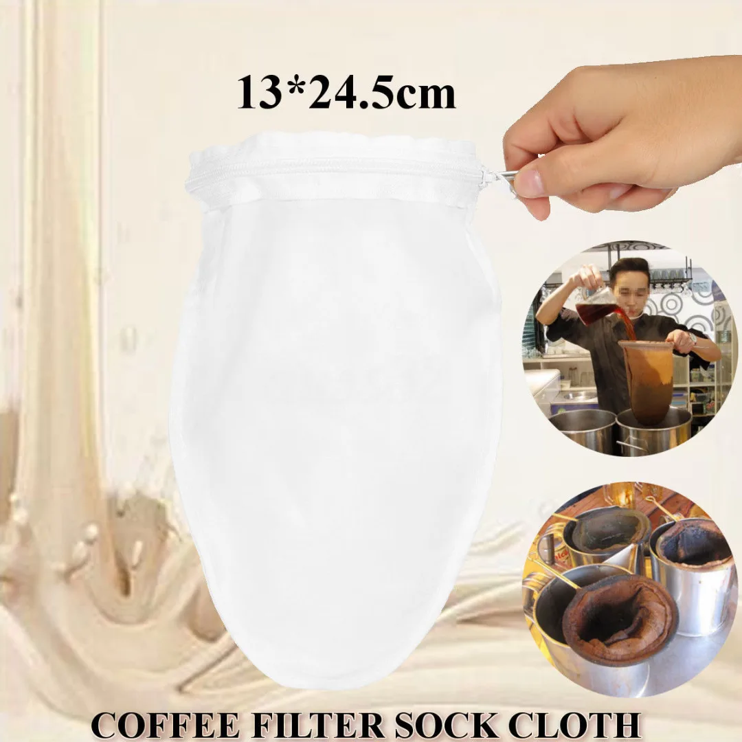 Thai coffee tea filter large cloth strainer w/ handle sock cotton bag Reusable 