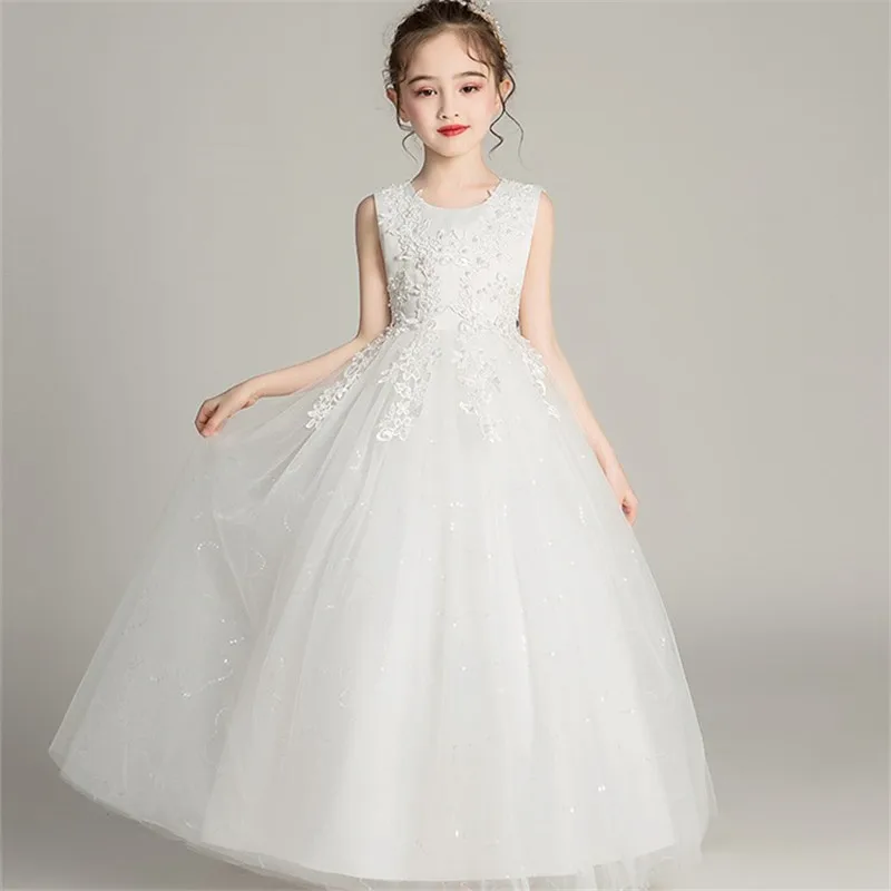 Платье с цветочным узором для девочек; детское Нарядное вечернее длинное платье для девочек; праздничный костюм на день рождения; свадебная одежда для детей