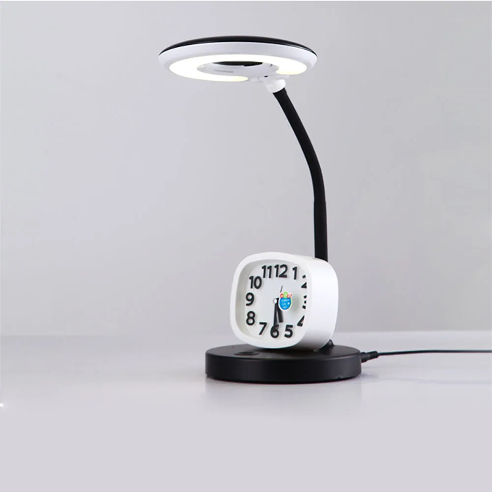 

2017 Cute Cartoon Pink Led Table Lamp 110v-220v Touch Table Lamps LED Children's Study Bedroom Alarm Clock Black Table Light