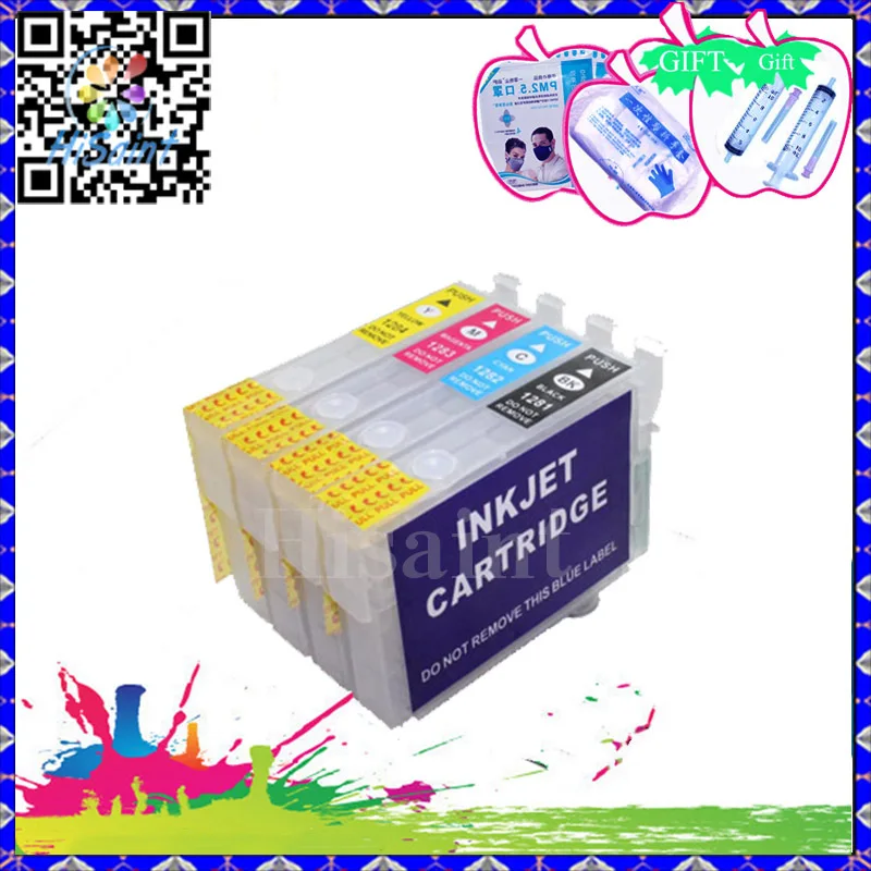 

1Set Durable good quality Refillable Non for Epson T1281, T1282, T1283, T1284 FOX Multipack Ink Cartridges With The Chip
