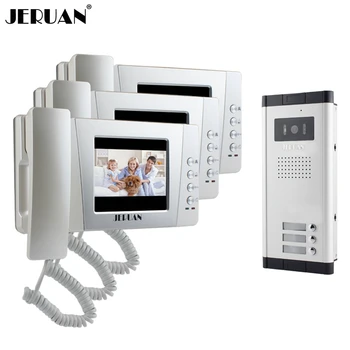 

JERUAN New Apartment 4.3 inch LCD color Video Door Phone Intercom System 3 Handheld Monitor 700TVL IR Camera for 3 Household