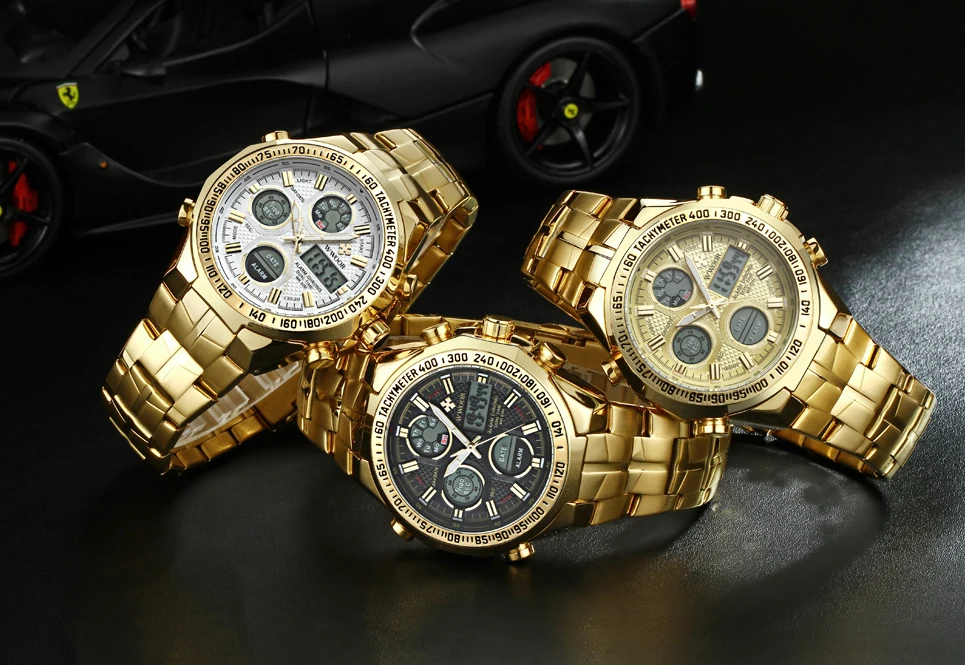 masculino led grande dial relógios de aço