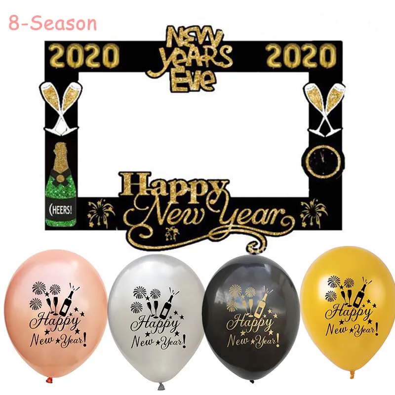 

8-Season 2020 Happy New Year Eve Party Decoration Photo Booth Props Latex Balloons 2019 Merry Christmas Decorations