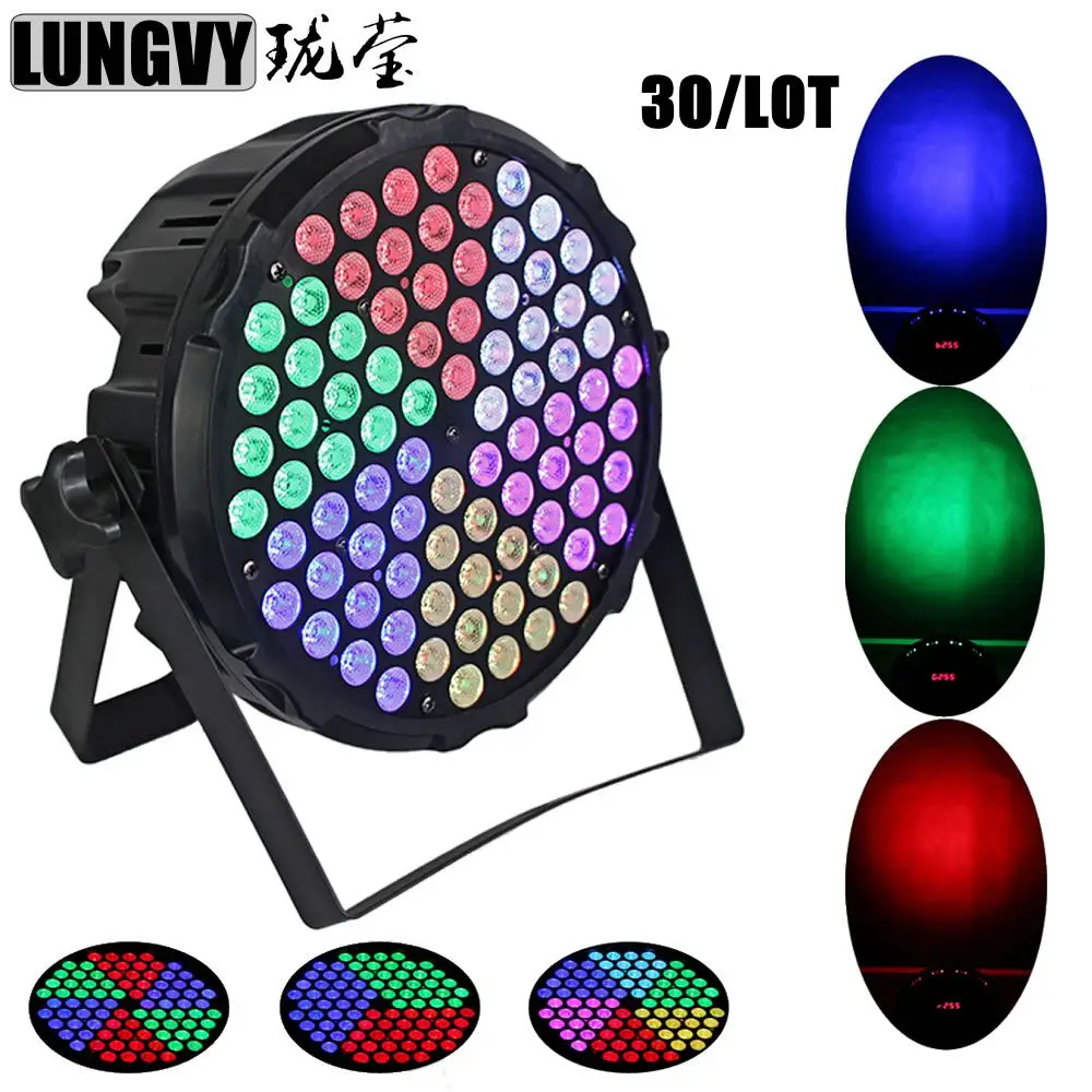 

Free Shipping 30pcs/Lot 84X1W RGB 3in1 Flat Stage Light LED Par Party Disco With DMX512 Led DJ Equipments