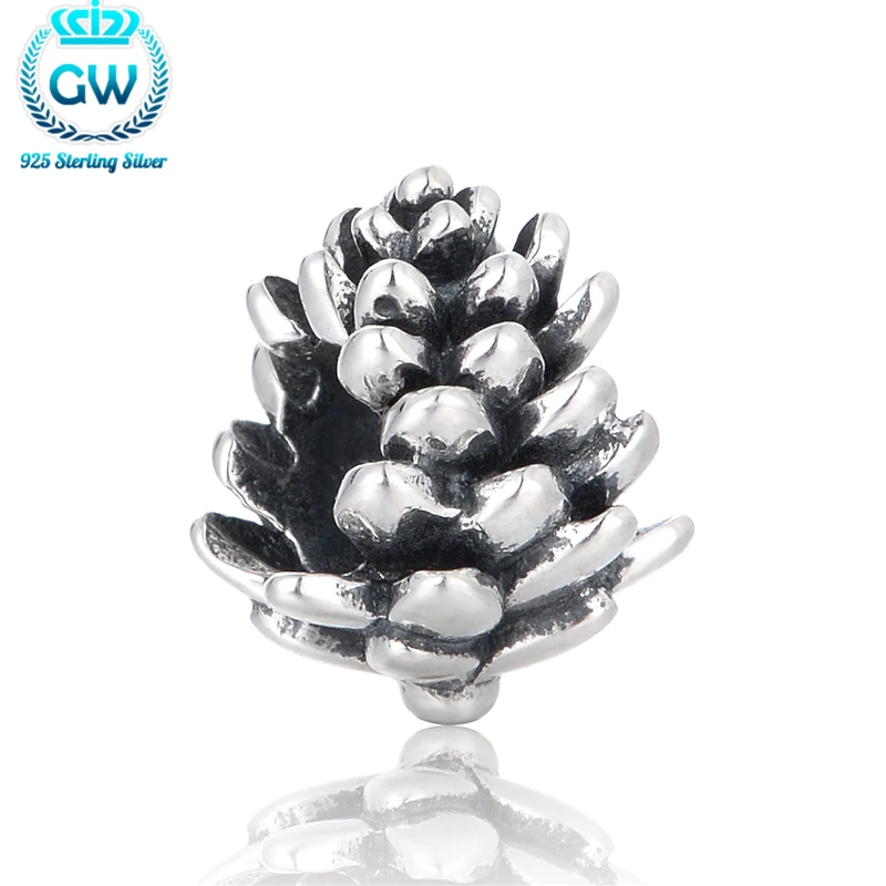 

Silver 925 Pinecone Charms Fits Pan Bracelet On Christmas Day Charm Beads & Diy Jewelery Making Brand GW T095-25