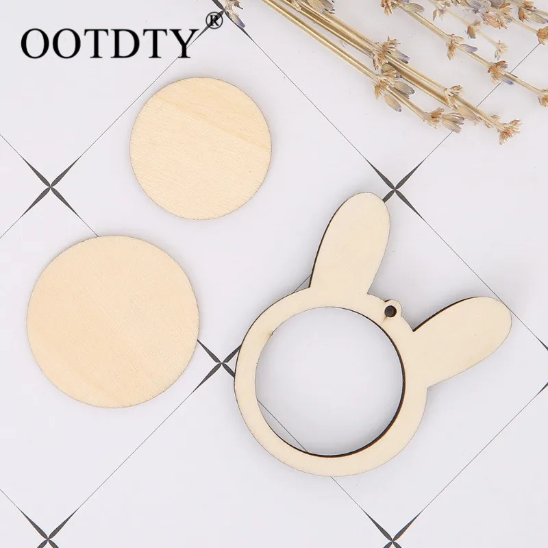

OOTDTY broidery Hoop Wooden Embroidery Frame Small Hand Stitching Hoop Cross Framing Hoop DIY Gift Earring Rabbit