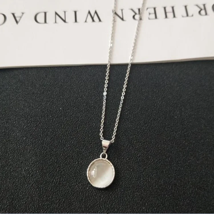 

New silver cat eye necklace cat eye pendant clavicle female short jewelry TN05