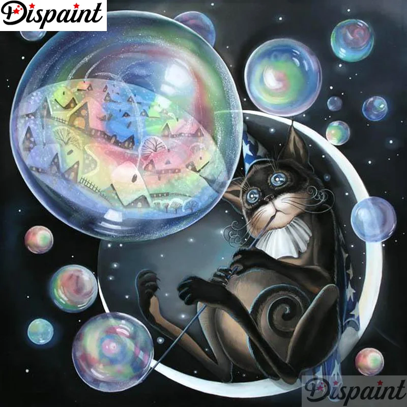

Dispaint Full Square/Round Drill 5D DIY Diamond Painting "Cat moon" 3D Embroidery Cross Stitch 5D Home Decor A12420