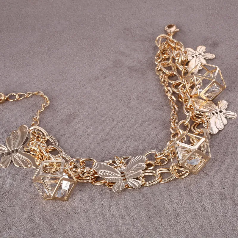 Женский Ретро дизайн браслет-цепочка бабочка милый кулон ювелирные изделия полые геометрические украшения хороший браслет на запястье