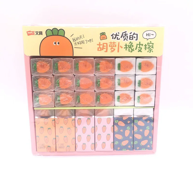 

1PC Cute Carrot Rubber Erasers Creative Cherry Erasers Kawaii Strip Pencil Erasers For Kids School Office Supplies Stationery