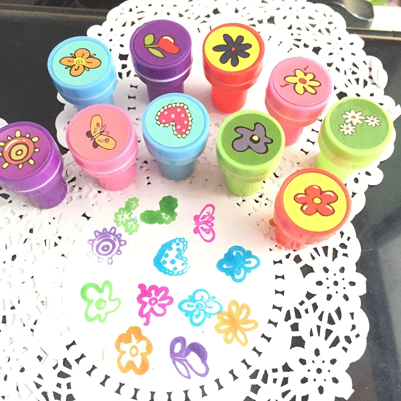 Милая Детская мультяшная Резина печать Красочные DIY забавная обучающая игрушка цветы штамп в виде часов мальчики девочки обучающие игрушки