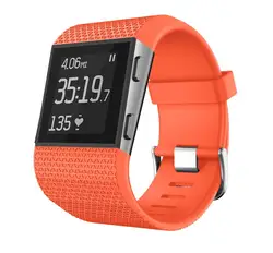 Sport Silicone Watch Strap - Adjustable Replacement Wristband - Fitbit Surge (Orange)