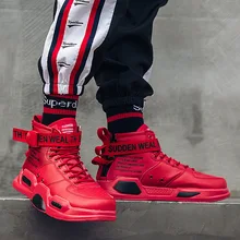 Мужская Уличная обувь с пряжкой в стиле ретро; сезон весна; модные мужские кроссовки в стиле хип-хоп; повседневная обувь в стиле Харадзюку; высокие кроссовки на толстой плоской подошве