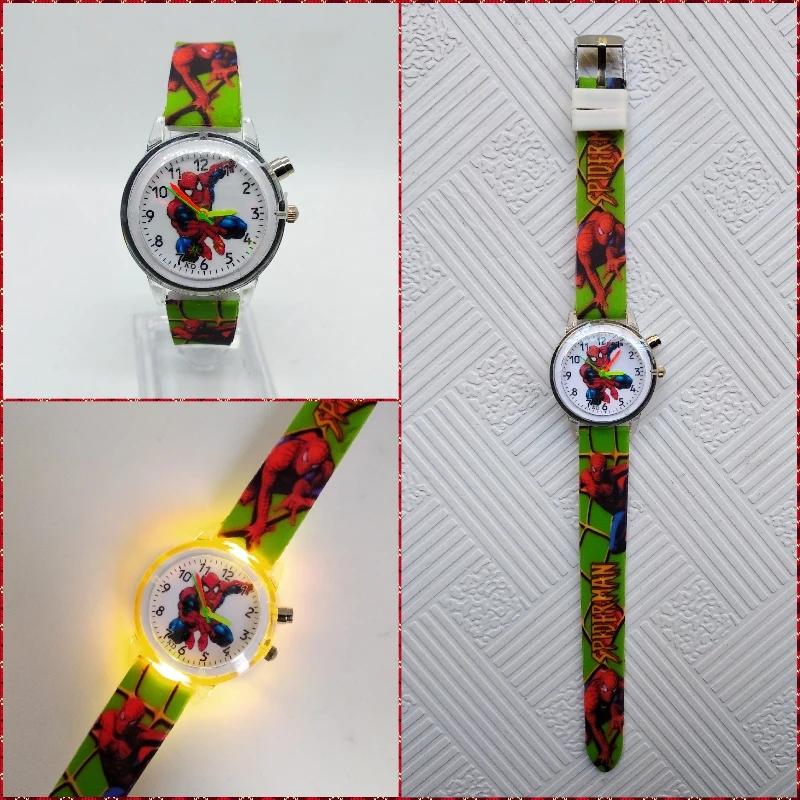 Светящийся светильник Детские часы с человеком-пауком детские часы высокого качества светящиеся часы для мальчиков и девочек мягкий силиконовый ремешок Детские часы