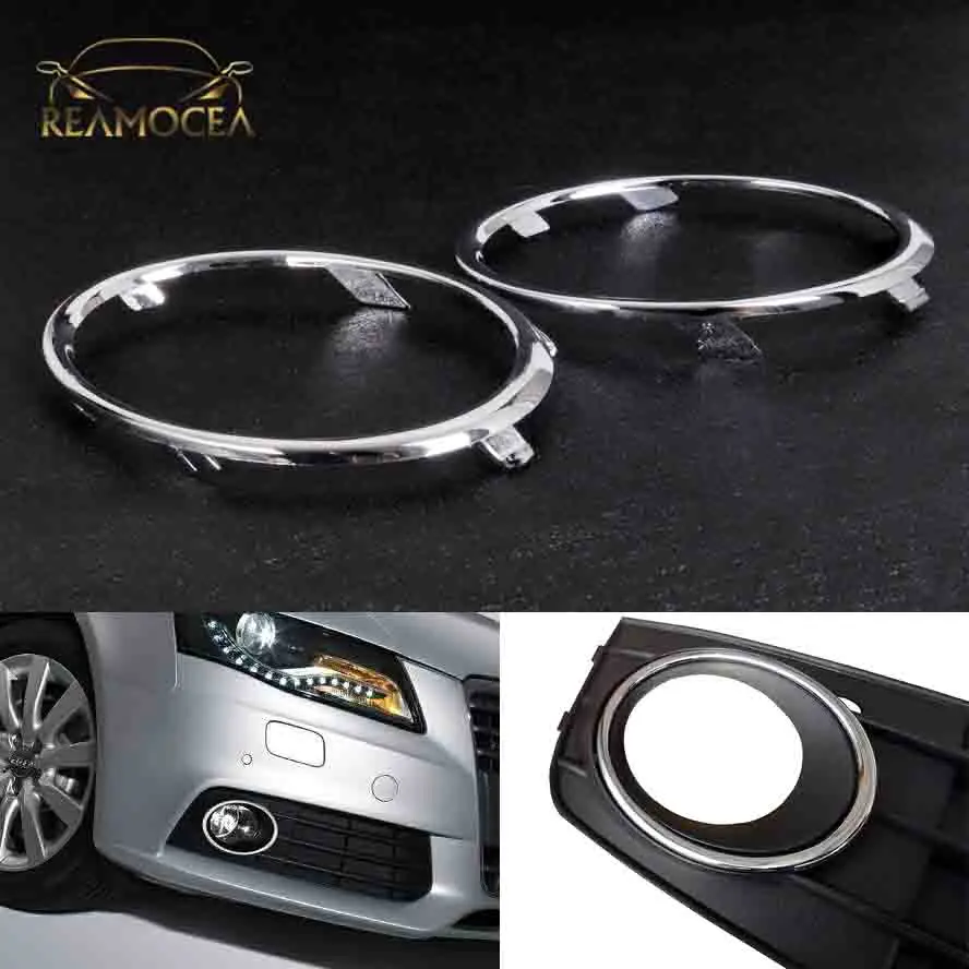 

Reamocea 2PCS Car Front Fog Light Foglight Trim Cover Molding Rings for Audi A4 A4L B8 2009 2010 2011 2012 Car-Styling