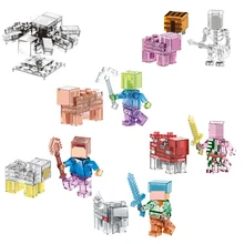LELE 79250 Mine World Minecrafted Minifigures Steve Pigman Alex Building Blocks My Craft Brick Kids ToysCompatible with Legoeds
