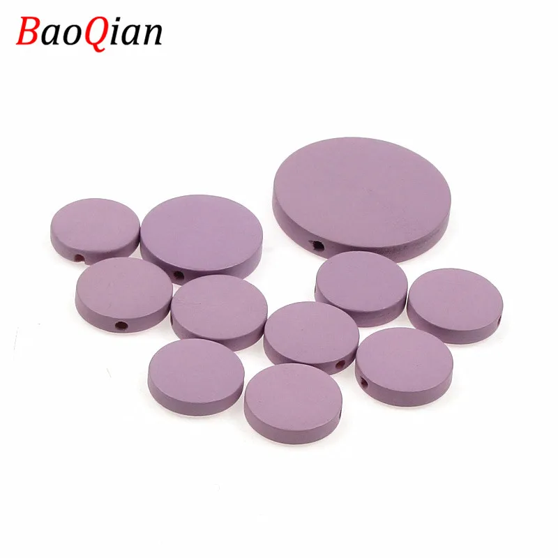 Vibrant Mixed Color Round Flat Natural Wooden Beads for DIY Crafting and Jewelry Making