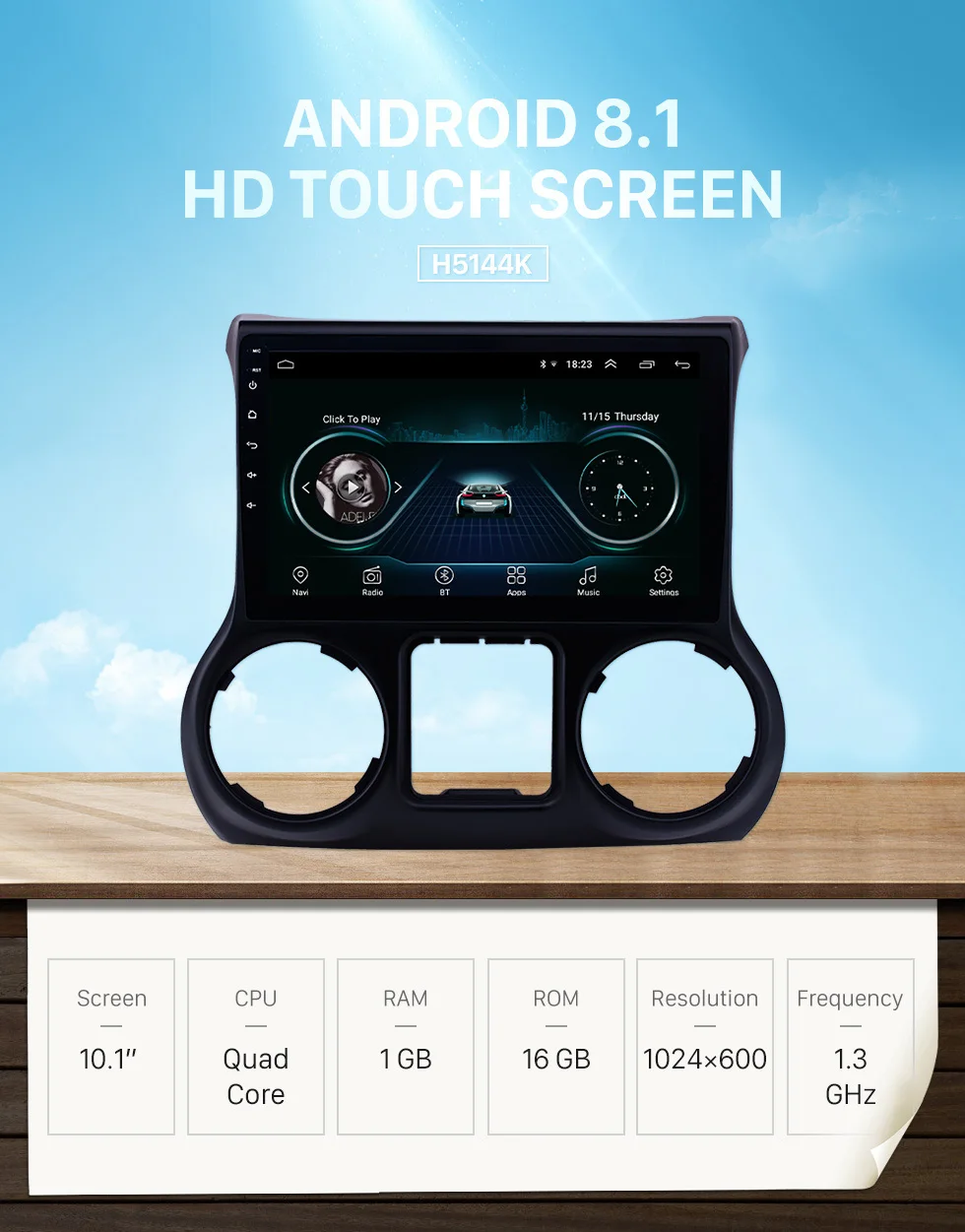 Perfect Harfey 2Din 10.1 Inch Car Radio Android 8.1 Stereo For JEEP Wrangler 2011-2017 left hand drive GPS Navigation Multimeida Player 0