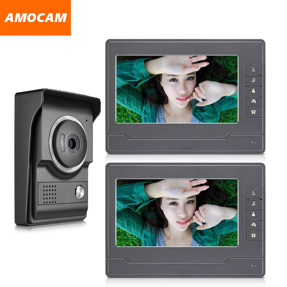 AMOCAM Video Intercom System, 7 Inches Monitor Wired Video Door Phone  Doorbell Kit, IR Night Vision Camera Door Intercom, Support Unlock,  Monitoring