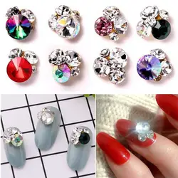 DIY Nail Art «Ромашка» Для лаков кристалл со стразами 3D украшение для ногтей Белый акриловые прозрачные стразы Рондель цвета АВ алмазного