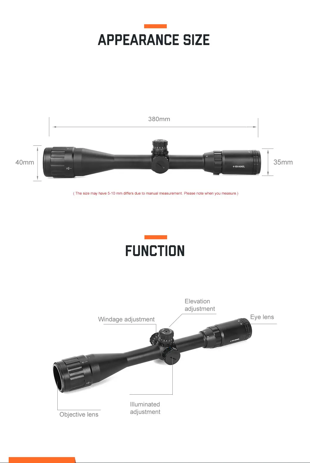 LUGER 4-16X40 тактический оптический прицел Красная и зеленая подсветка телескопические прицелы охотничий прицел Воздушный пистолет сетка оптический прицел