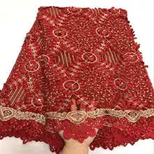 Дизайн французские кружева гипюр Французский кружевной ткани с камнями Африканский кружевной ткани тяжелые качества для свадьбы 30