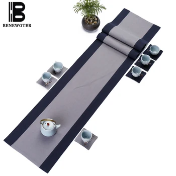 

Simple Japanese Style Flax Cotton Plain Color Table Runners Zen Tea Ceremony Mat Retro Home Table Decoration Bed Flag Coffee Pad