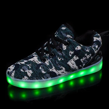 

Blue Green 2018 New 25-37 USB Charger Glowing Sneakers Led Children Lighting Shoes Boys Girls illuminated Luminous Sneaker
