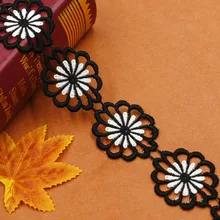 

4.6cm Width Flower Lace Trim Ribbon Decoration White Black Double Color Embroidered Lace Trimming For Garment Sewing Handmade