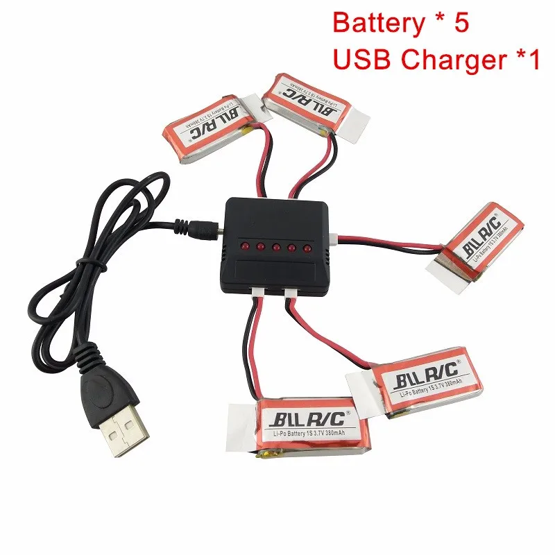 5 Pz 3.7 V 380 Mah Battery + Charger Set Per Hubsan X4 H107C H107D X11C U816 Rc Quadcopter Del Pezzo Di Ricambio Parti