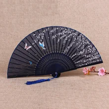 Летний винтажный Японский Шелковый веер бамбуковый складной ручной вентилятор вишневого цвета китайский танцевальный вечерний свадебный красочный Карманный подарок