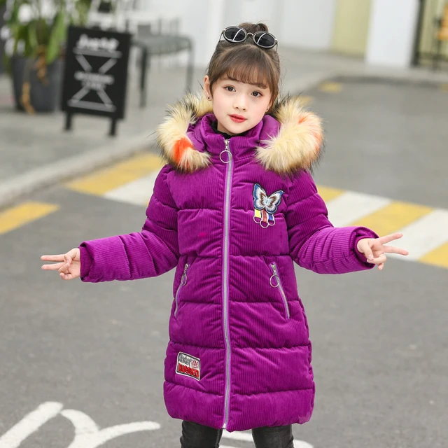 Girls Winter Coat Children Down Outerwear Coats Fur Hooded Parkas Girls