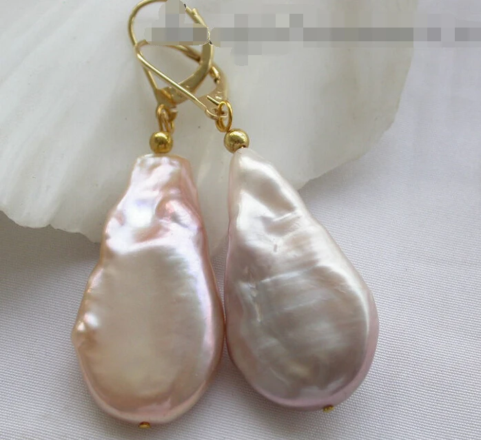 hot sell new - free shipping 12379 pink coin freshwater pearl dangle earring