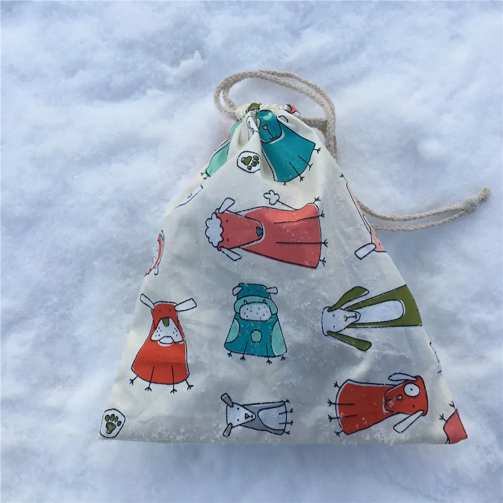 YILE 1pc Cotton Drawstring Pouch Party Favor Multi-purpose Bag Cartoon Animal White 8129b | Багаж и сумки