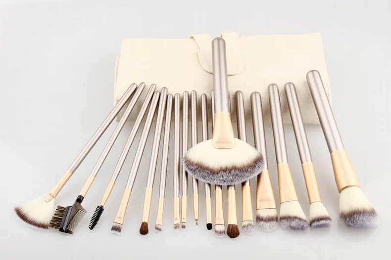 High Quality 12 18 24 branch Postma Rice white make up brush Champagne brush handle set for professional makeup girl