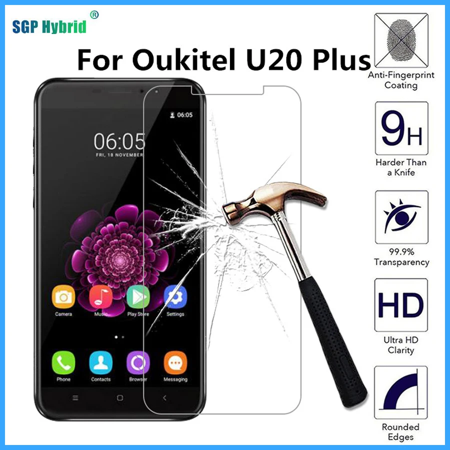 

For Oukitel U20 Plus Tempered Glass 5.5 inch Not Full Cover Screen Protector 9H Safety Protective Film Glass Film U20Plus
