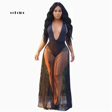 Echoine, женская сексуальная сетчатая юбка, покрытая плиссировкой, полупрозрачная, эластичная резинка на талии, модная, свободная, женская, длинная, для пляжа, отдыха, уличная одежда