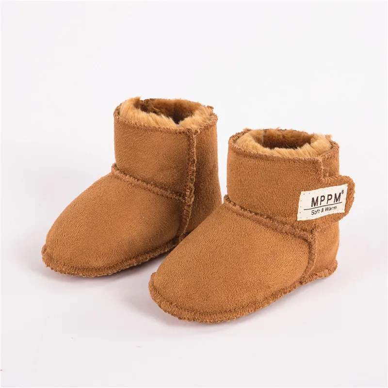 MPPM маленьких зимние женские повседневные ботинки на зиму для малышей, которые делают первые шаги; мягкая подошва Детские сапожки ботинки для маленького мальчика, размер от 6 до 24 месяцев - Цвет: camel