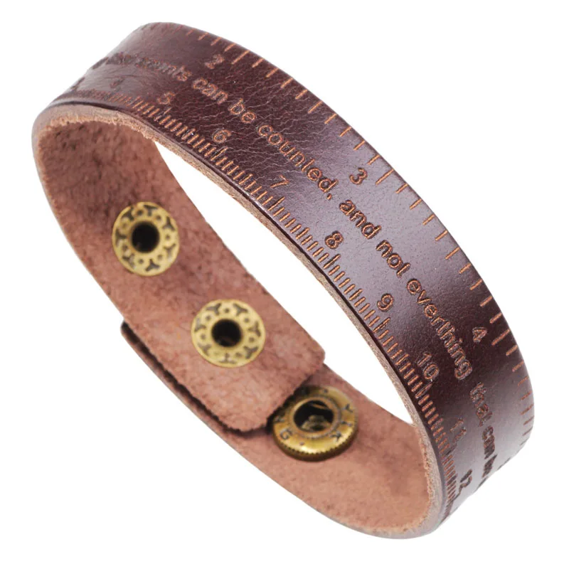 Модные геометрические Линейка-браслет кожа измерительный инструмент браслет для мужчин и женщин изделия лучших друзей подарок для Него NM-21 - Окраска металла: coffee