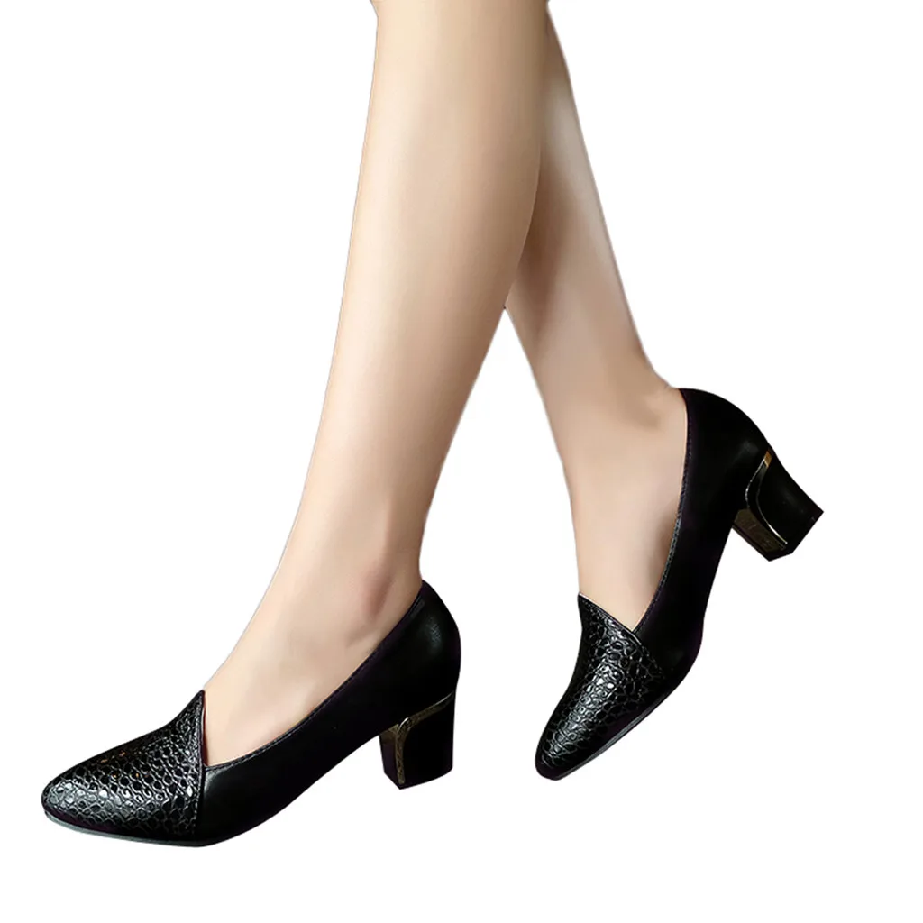 

YOUYEDIAN Ladies' Single Shoes Retro Women's Pointed Toe Shoes Simple High Heel Shoes Wild simple shoes women sapatos de couro#3