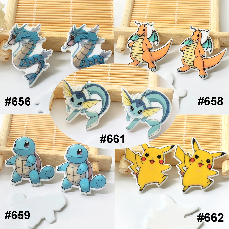 

50pcs/lot Mixed Kawaii Pokemon Flatback Resin Assorted Cartoon Character Planar Resin Craft for DIY Home Decoration Accessories