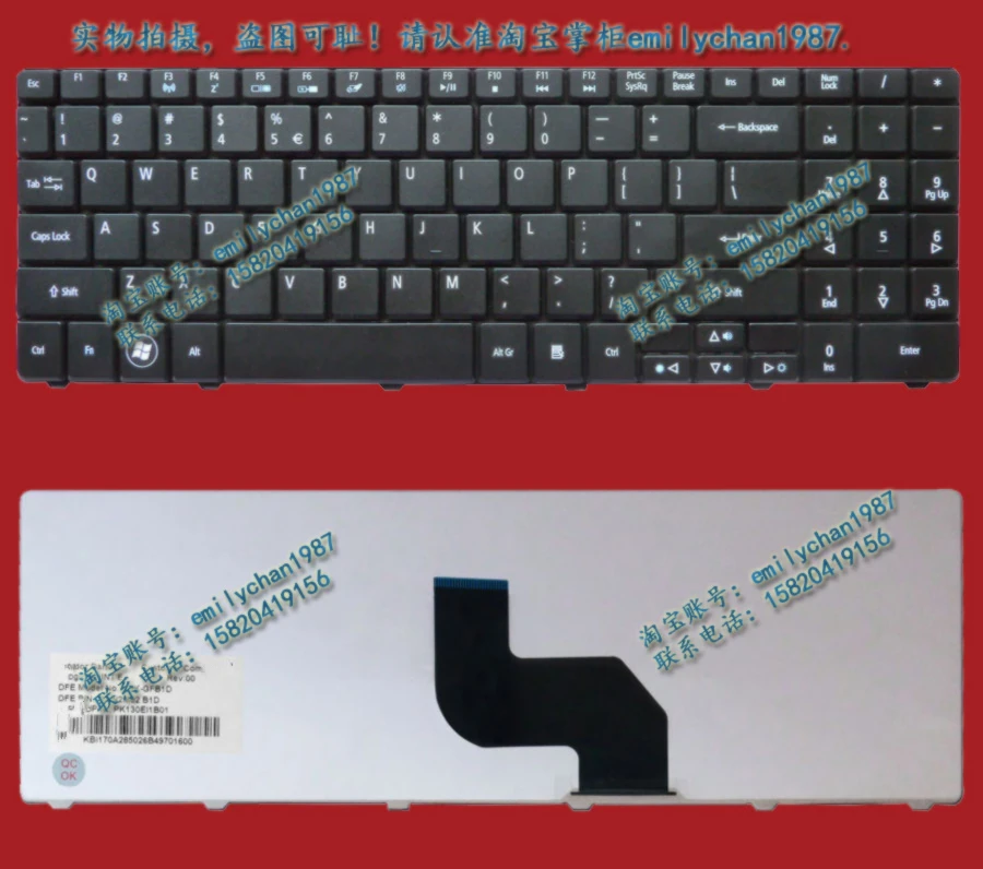 

New For Acer 5732 5734 5532 5534 5541 5241 5332 5334 5516 5517 G725 G625 G627 G630 Laptop Keyboard US version Free Shipping