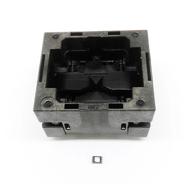 

QFN8 MLF8 Burn in Socket Open Top Pogo Pin IC Test Socket Pitch 0.5mm Chip Size 2x3 Flash Adapter Programming Socket