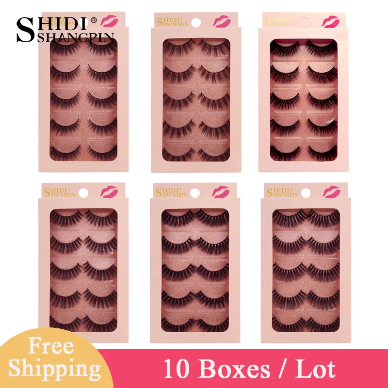 

SHIDISHANGPIN 10 boxes 3d mink eyelashes lashes maquillaje mink strip lashes dramatic eyelashes cilios 50 pairs lashes wholesale