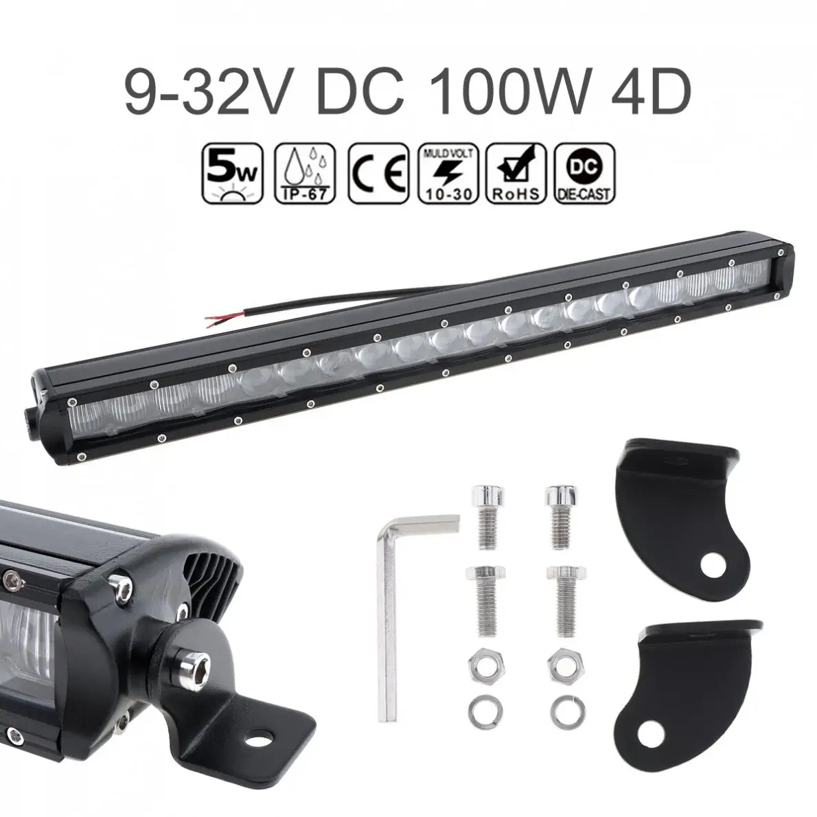 

20 Inch 100W Car Straight LED Work Light Bar 20x 4D Combo Lamp Off Road WorkLight Vehicle Driving Lamp for Truck SUV 4X4 4WD ATV