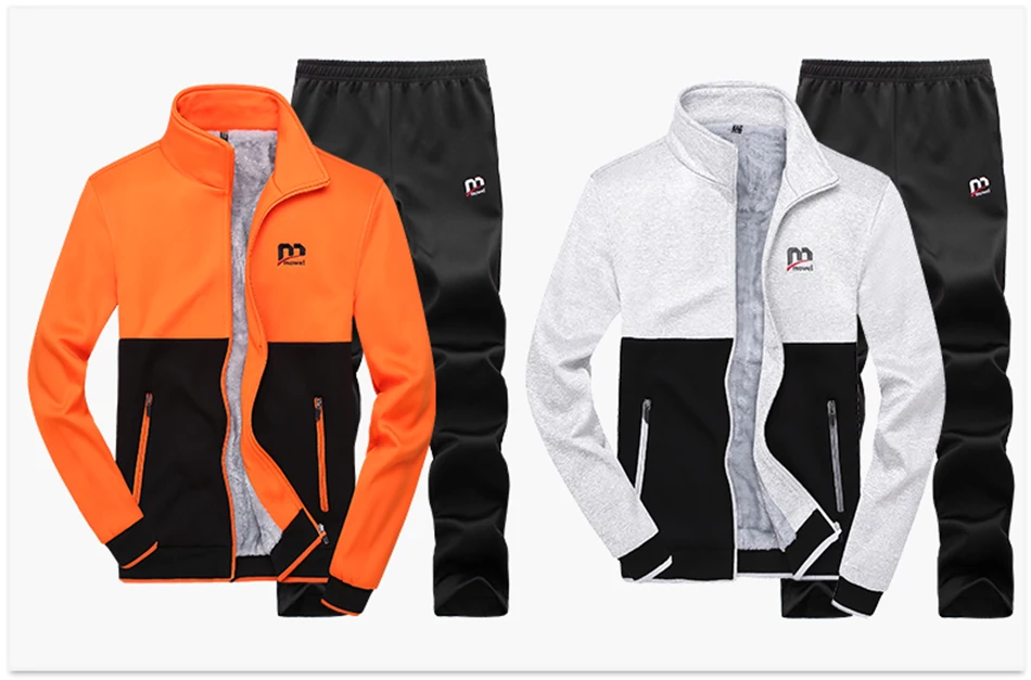 WWKK 2019 для мужчин спортивная одежда костюм толстовка без капюшона повседневное активный на молнии Верхняя 2 шт. куртк