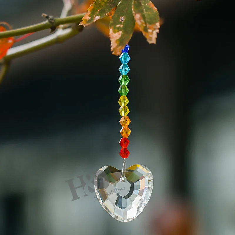H& D Радужная люстра кристаллы призмы Радужная чакра Suncatcher с бисером украшения Висячие орнамент, набор из 3, украшение дома