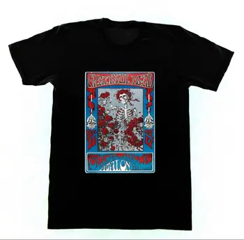 

Grateful Dead T shirt 13 Shirt Skeleton and Roses Jerry Garciaouse Vintage Print T-Shirt Male Brand Cool O-Neck Tops