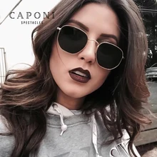 CAPONI полигональные поляризованные солнцезащитные очки для женщин и мужчин, роскошные Ретро Металлические солнцезащитные очки, Винтажные Солнцезащитные очки UV400 1081