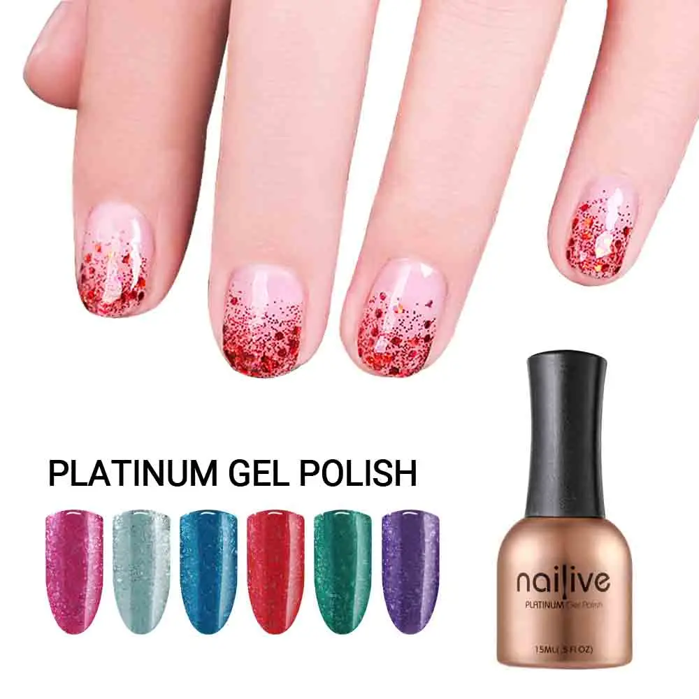 

Gelike 15ml Platinum Gel Varnish Colorful Vernis Semi Permanent Shining Glitter Platinum Nail Gel Polish Soak Off Gel